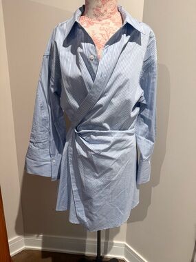 Light Blue Striped Wrap Men's Shirt